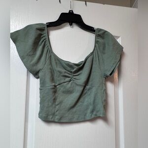 American Eagle Outfitters Sage Ruched Crop Top